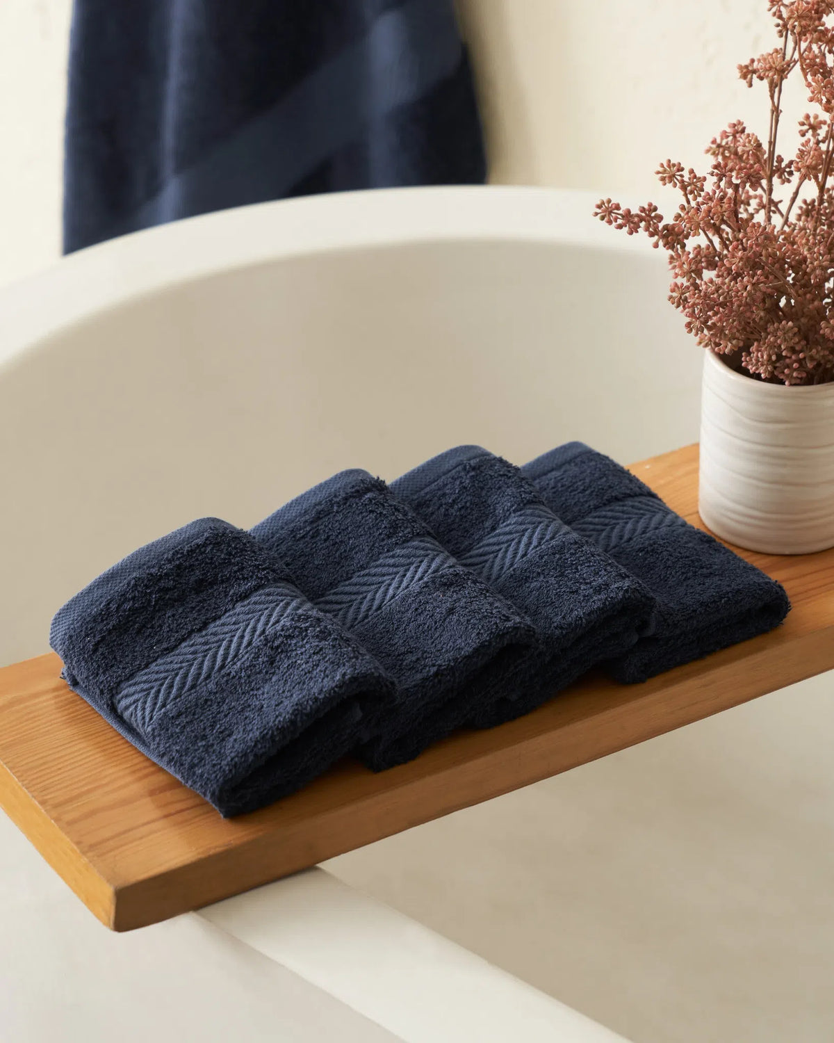 Dress Blue 600GSM zero twist cotton-bamboo face towel