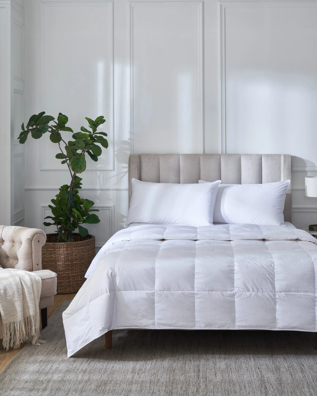 King size down duvet with king down pillows, 100% cotton shell