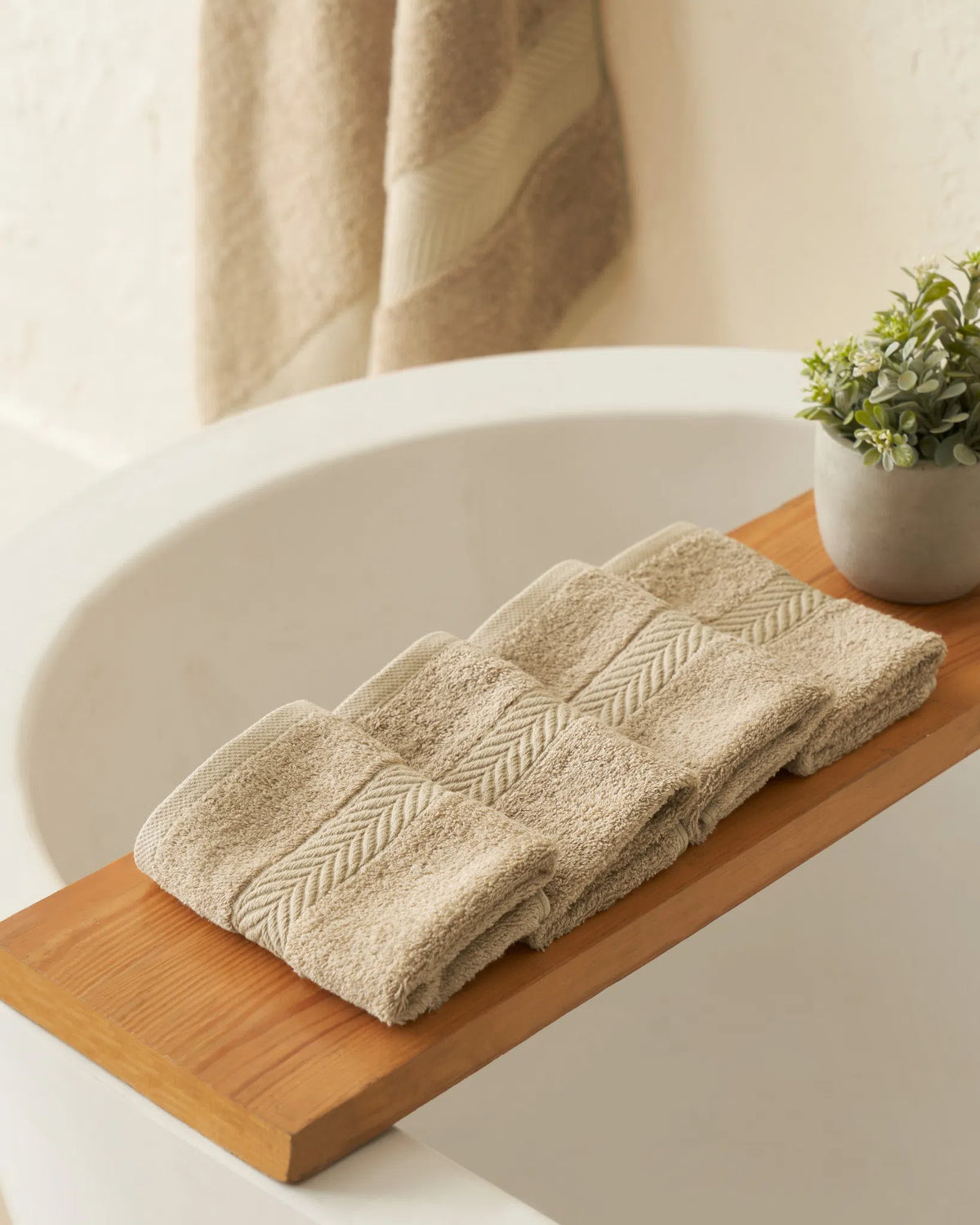 Muted Taupe 600GSM zero twist cotton-bamboo face towel