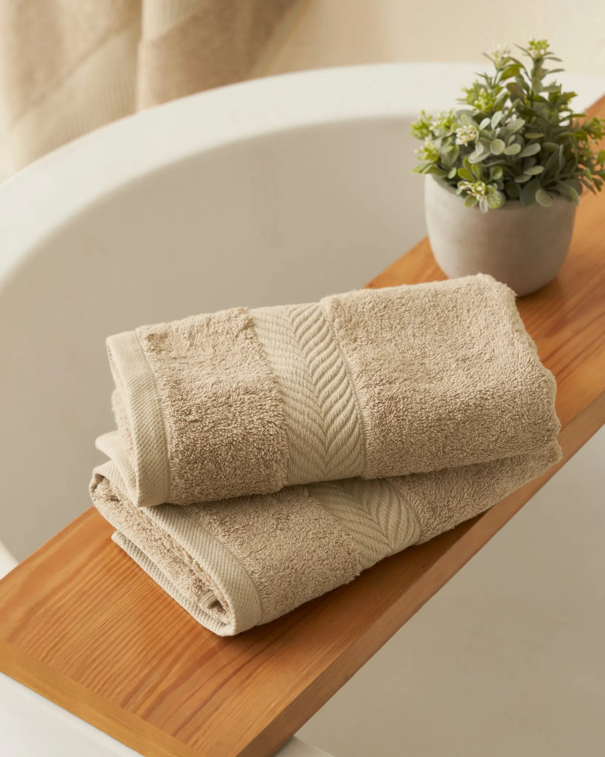 Muted Taupe 600GSM zero twist cotton-bamboo hand towel