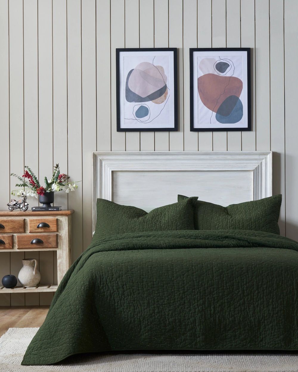 Quilt Set - Organic Tri-Color Stitch Hand Quilt