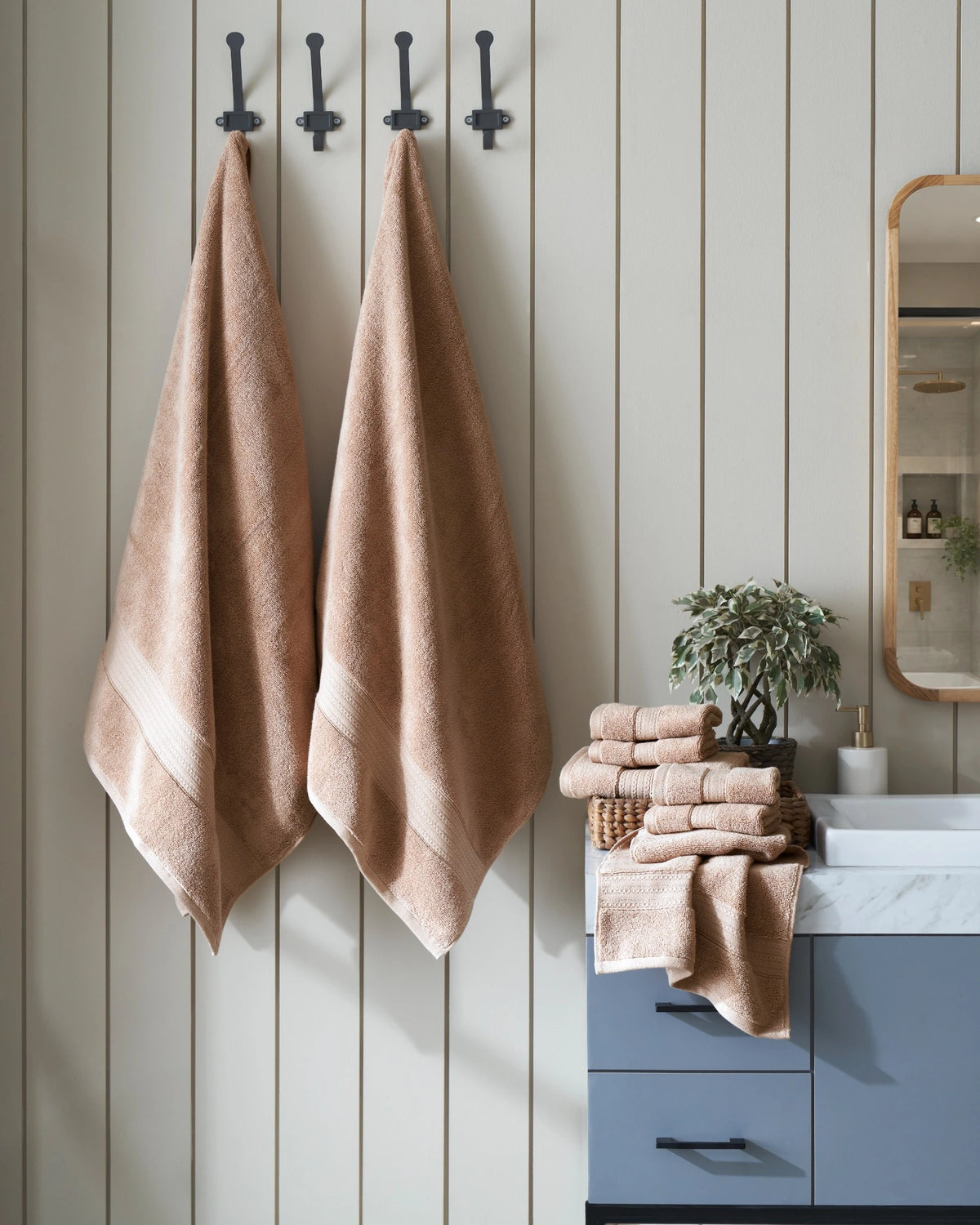 Sandalwood 500GSM zero twist 100% cotton bath, hand and face towel collection