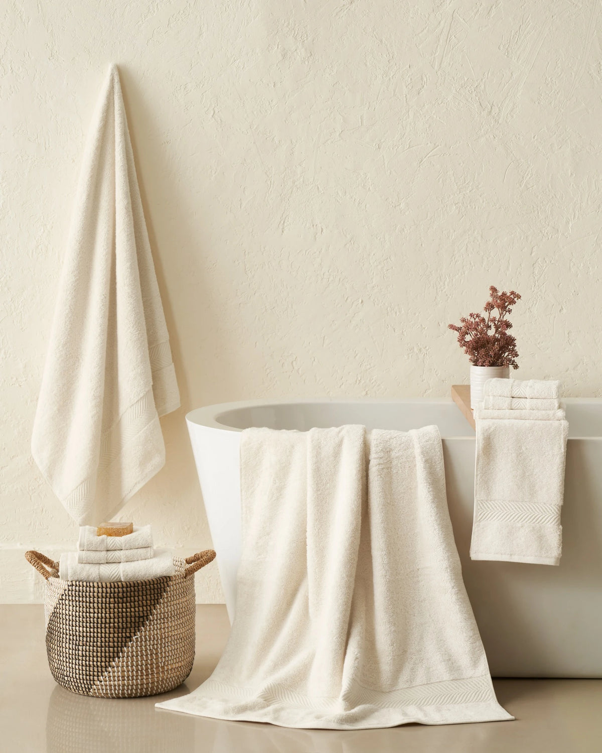 Soft Tofu 600GSM zero twist cotton-bamboo bath, hand and face towel collection