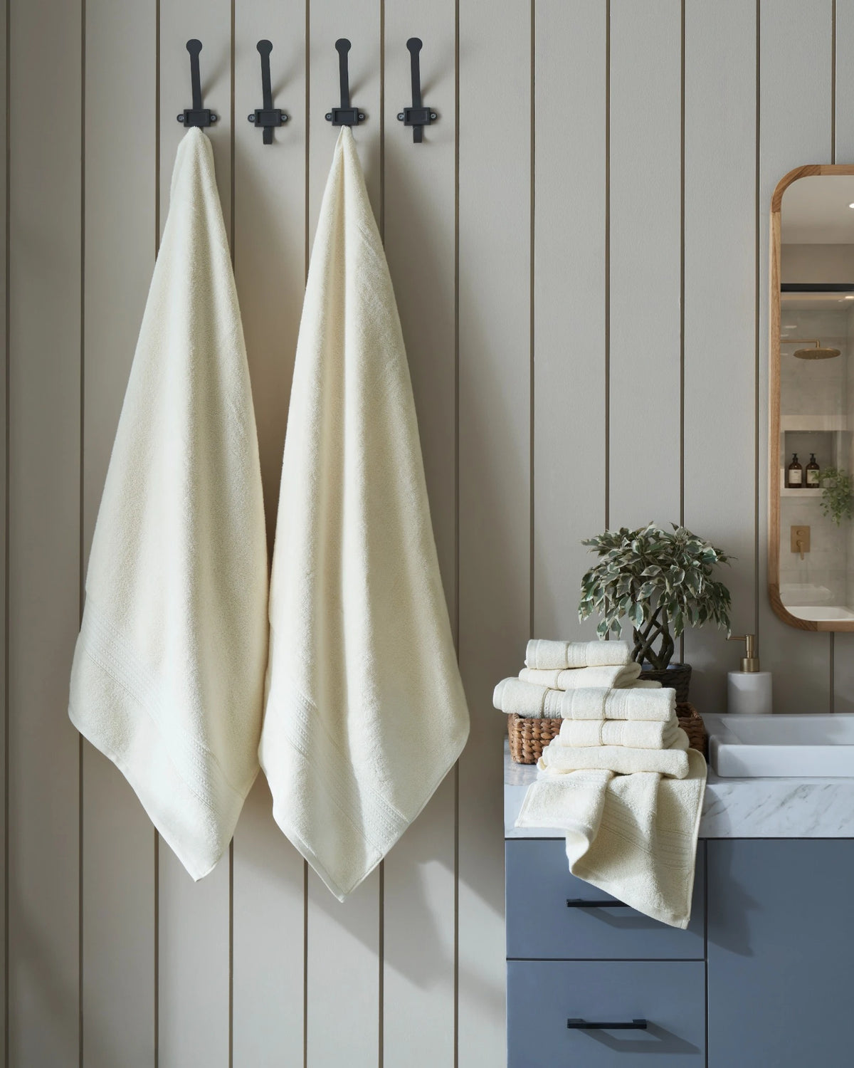 Vanilla 500GSM zero twist 100% cotton bath, hand and face towel collection