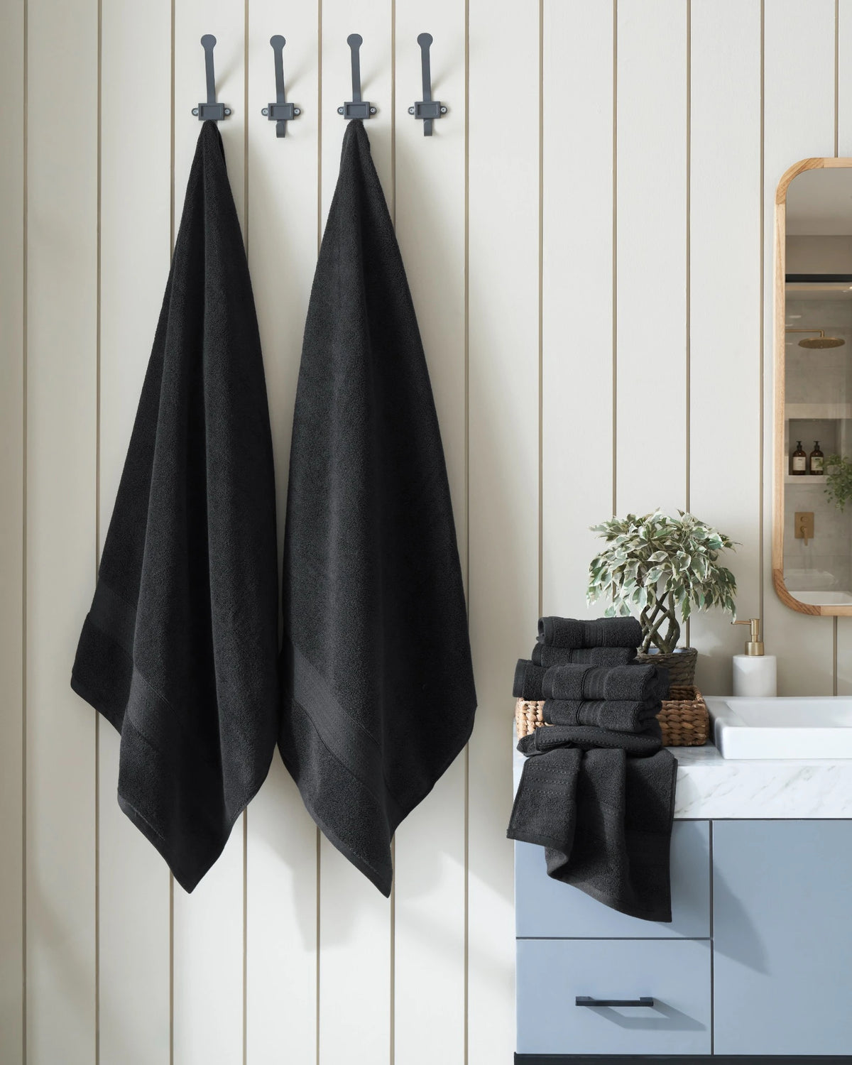 Z Black 500GSM zero twist 100% cotton bath, hand and face towel collection